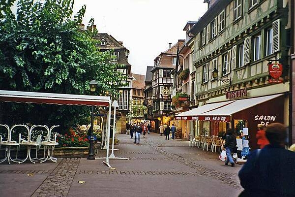 Street scene in the Alsatian town of Colmar.