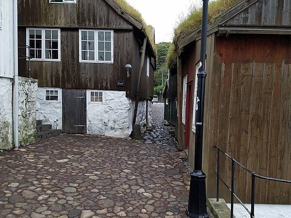 In the Tinganes section of Torshavn with some of its preserved timber buildings.