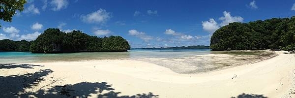 The Rock Islands are limestone islands in Palau's Southern Lagoon, between Koror and Peleliu, that are now part of Koror State. There are between 250 and 300 islands in the group according to different sources, with an aggregate area of 47 sq km (18 sq mi) and a height up to 207 m (679 ft). They became a World Heritage Site in 2012. The islands are sparsely populated and are famous for their beaches, blue lagoons, and the peculiar mushroom- or umbrella-like shapes of many of the islands.