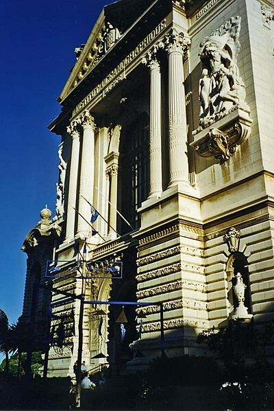 The entrance to the Musee Oceanographie (Oceanographic Musem) in Monaco-Ville. Inaugurated in 1910 by its founder, Prince Albert I, the museum offers a remarkable collection of marine fauna (stuffed or in skeletal form). The basement houses a world-famous aquarium, with over 4,000 species of fish.
