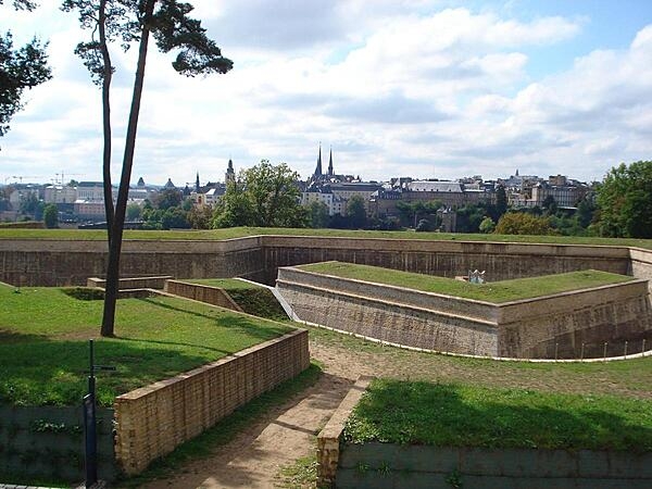 View of modern Luxembourg City from Fort Thungen.