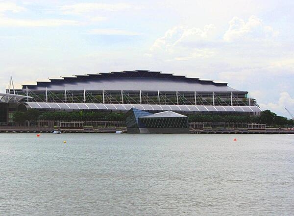The Crystal Pavilion on Marina Bay in Singapore. The pavilion is part of the Marina Bay Sands hotel and casino.