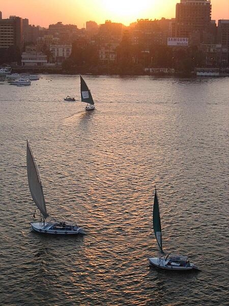 Sailboats on the Nile in Cairo.