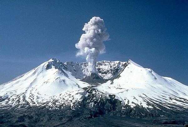 View of Mt. St. Helens, located in southwestern Washington state, during a minor eruption. Photo courtesy of the US Geologic Survey.