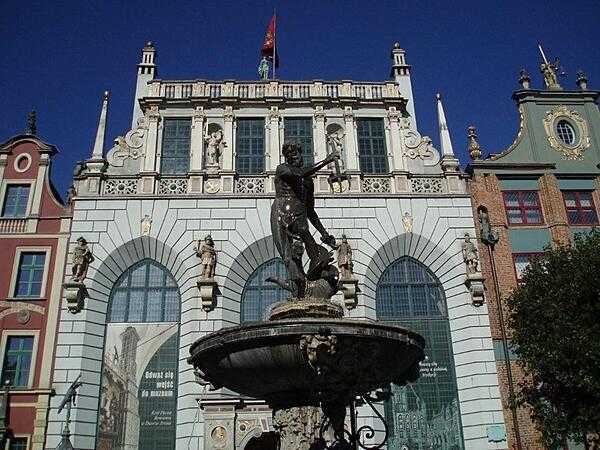 The Neptune Fountain in Gdansk, Poland, is one of the most recognizable symbols of the city. It was first erected as a statue in 1549 and then converted into a fountain in 1633.