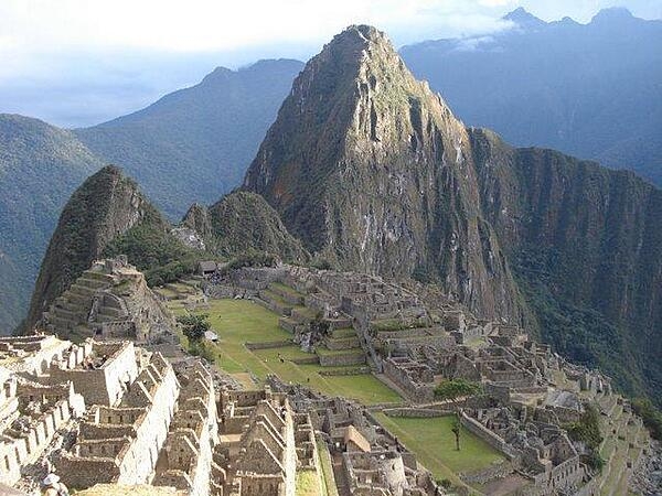 Ruins of houses in the Incan city of Machu Picchu in Peru.