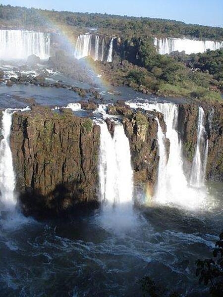 A bird&apos;s eye view of Iguazu Falls on the Argentine-Brazil border.