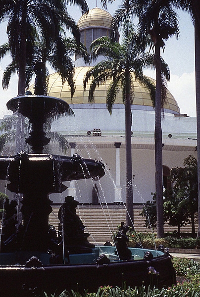 The fountain in the courtyard of the Federal Legislative Palace in Caracas.