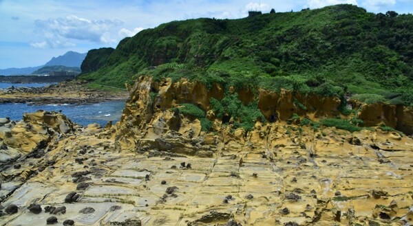 Yehliu Geopark is a 1,700-m cliff located off the northern coast of Taiwan. The park is home to natural sculptures in the shape of candles, mushrooms, all types of animals, large bee nests, and more created by erosion over the centuries.