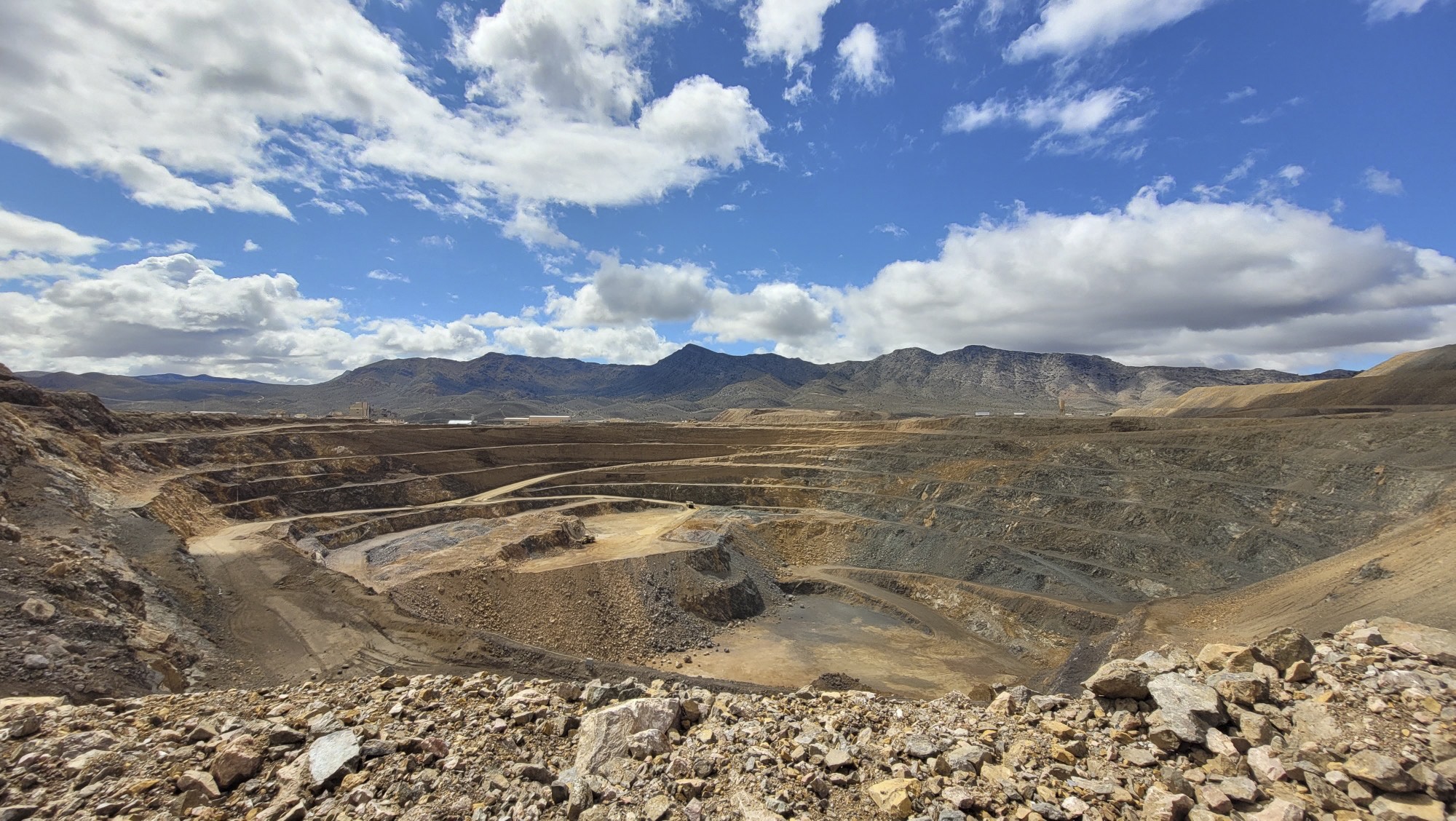 Open pit rare earth element mine at Mountain Pass, California.