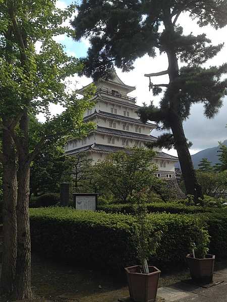 The distinctive five-story Shimabara Castle keep in Shimabara, Hizen province (present-day Nagasaki prefecture) in Japan dates to the 17th century.