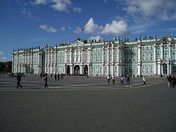 The former imperial Winter Palace in St. Petersburg, Russia, is now part of the Hermitage Museum.