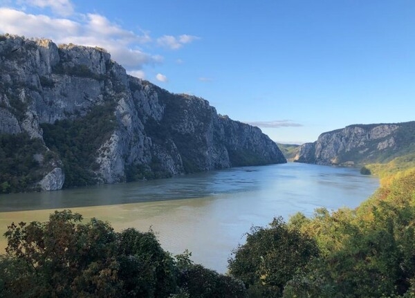 A view of the Iron Gates gorge on the Danube River in Serbia.