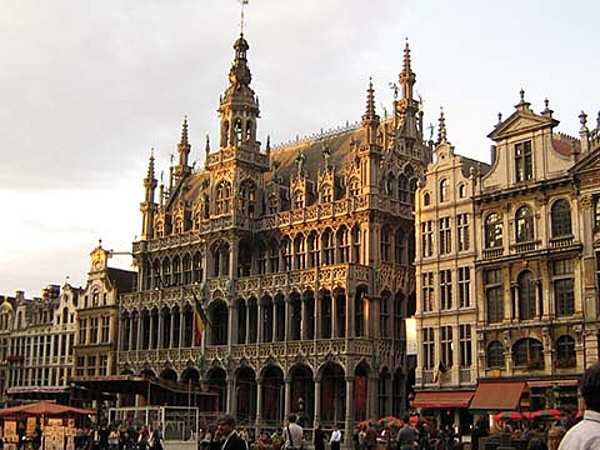 The Grand Place (Grand Square) or Grote Markt (Grand Market) is the central square of Brussels, Belgium, and is home to opulent guildhalls, the Hotel de Ville/Stadhuis (City Hall), and the King's House or Breadhouse building that houses the Brussels City Museum. Measuring 68 by 110 m (223 by 361 ft), the Grand Place is an important tourist destination and landmark in Brussels.