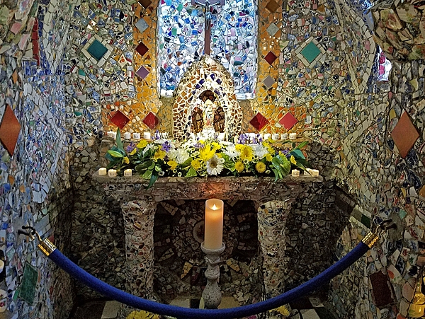 The altar of The Little Chapel in Guernsey. The Chapel is thought to be the smallest consecrated chapel in the world.