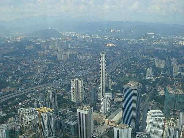 Kuala Lumpur, Malaysia, as seen from the Petronas Twin Towers. The largest city and capital of Malaysia, it serves as the seat of parliament and the official residence of the king.