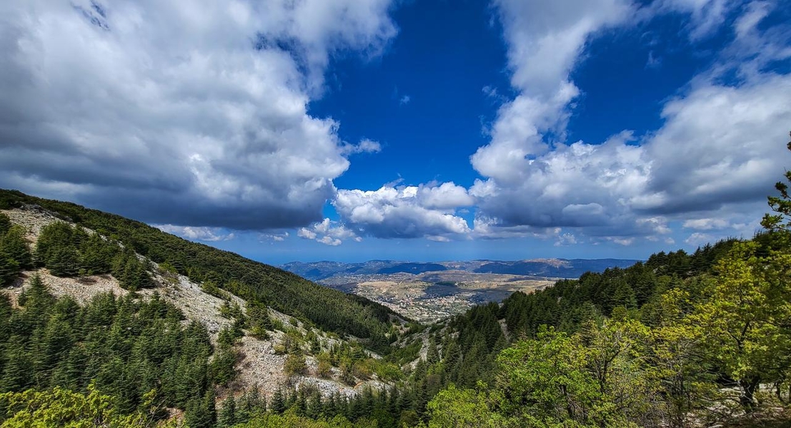 A view of the Jabal Moussa Biosphere Reserve on the western slopes of Mount Lebanon overlooking the Mediterranean Sea to the west.  Jabal Moussa, a site where history and nature exist side by side, became a UNESCO Biosphere Reserve in 2009. The biosphere hosts such historical treasures as rock carvings by the Emperor Hadrian dating back to the 2nd century A.D.; an Ottoman settlement with a water mill, farms, and an olive press; and a Byzantine Church that includes a mosaic. The area is home to as many as 727 flora species (26 are endemic to Lebanon), more than 137 migratory and soaring bird species, and rare and threatened mammals.