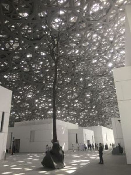 The Louvre Abu Dhabi was developed through an intergovernmental agreement between France and the United Arab Emirates. The museum presents both ancient and contemporary works of historic, cultural, and sociological interest from around the world. Its design was inspired by the special features of its location: a lagoon island, featuring sand, sea, shade, and light. The museum’s permanent collection comprises some 700 artworks from every period and civilization. Another 300 works are on loan from partner museums.