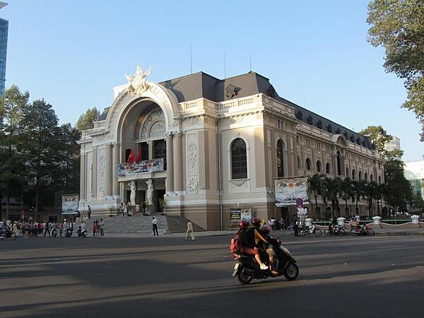 The Municipal Theater in Ho Chi Minh City (Saigon), Vietnam, is also known as the Saigon Opera House. Built in 1897, the building was used as the home of the Lower House of the Assembly of South Vietnam from 1956 to 1975. It functioned as a theater after that date and was restored in 1995.