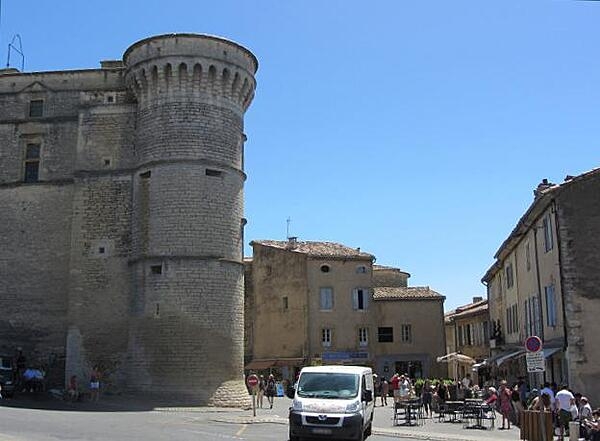 The village square in Gordes is adjacent to the Castle.