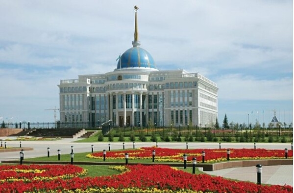 Located in the capital city of Astana on the left bank of the Esil (Ishim) River, the Akorda Presidential Palace is the official workplace of the president of Kazakhstan.  Built between 2001 and 2004, it is meant to visually symbolize the traditions of the Great Steppes, Eurasian culture, and a strong Kazakhstan.