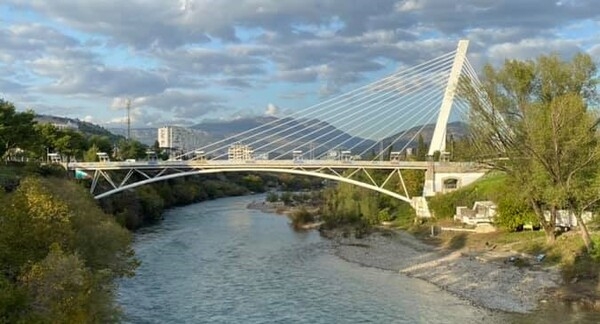 The Millennium Bridge is a key landmark in Podgorica, Montenegro's capital. The cable-stayed bridge crosses the Moraca RIver (the country's largest), measures 173 m (567 ft) long, and connects old town Podgorica with the new town.