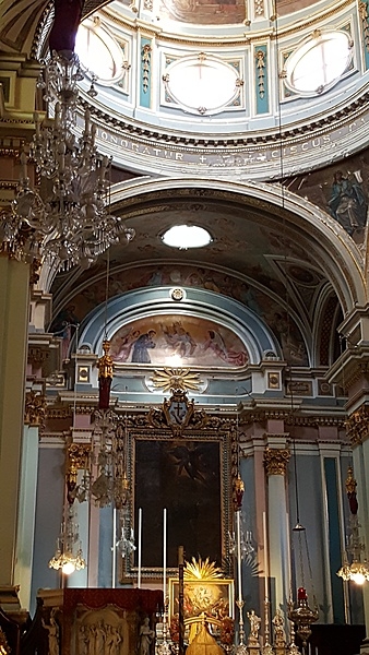A view of the dome and altar of the Saint Francis Church in Valletta. While the church was built in 1598, the dome was not added until the 1920s.
