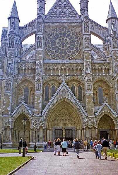 The first Westminster Abbey in London, United Kingdom, was built in the 1040s by King Edward (later St. Edward the Confessor), who enlarged an existing small Benedictine monastery established at the site in A.D. 960. To distinguish it from St. Paul’s Cathedral (the east minster), also in London, it became known as “west minster.” In the mid-13th century, King Henry III built much of the present-day building.