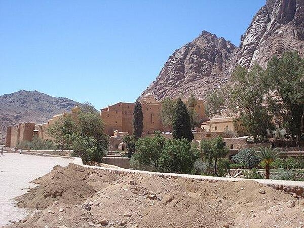 The Saint Catherine's Monastery, located at the foot of Mount Sinai in Egypt, is built on the reputed site of the burning bush seen by Moses in the Old Testament.