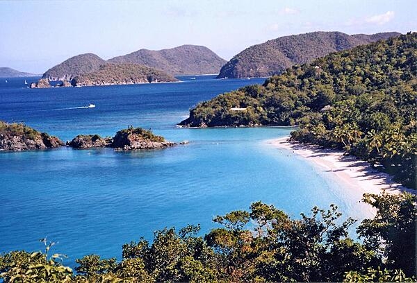 Trunk Bay on Saint John; its beach, considered one of the Caribbean&apos;s most beautiful, even features an underwater trail.