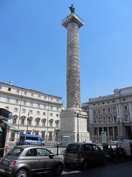 Trajan's Column, a triumphal column in Rome, Italy, commemorates Roman Emperor Trajan's victory in the Dacian Wars (A.D. 101-102, 105-106).