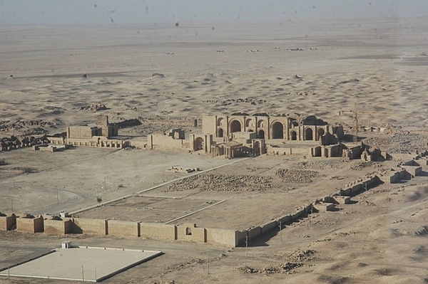 Aerial view of the ruins of the ancient city of Hatra,  located approximately 290 km (180 mi) northwest of Baghdad. Hatra was a strongly fortified caravan city and capital of the small Kingdom of Hatra, located between the Parthian and Roman Empires. Hatra flourished during the 2nd century A.D., but was destroyed and deserted in the 3rd century. Its impressive ruins were discovered in the 19th century. Photo courtesy of the US Department of Defense / Sgt. 1st Class Wendy Butts.