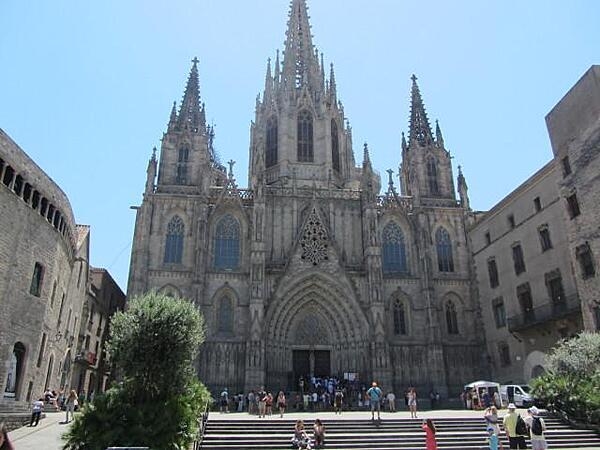 The Cathedral of the Holy Cross and Saint Eulalia in Barcelona, Spain, is the seat of the Archbishop of Barcelona.  It was constructed from the 13th to the 15th centuries, with the bulk of the work done in the 14th century.