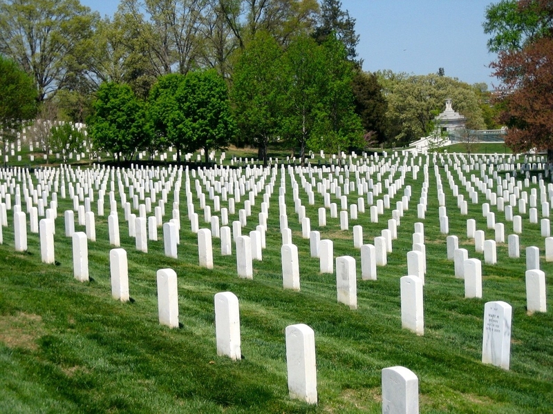 Secretary of War Edwin Stanton established Arlington National Cemetery on 15 June 1864. Over 400,000 service members (and their eligible dependents) from all of America’s major wars are interred in Arlington’s 639 acres (259 ha; almost exactly 1 sq mi).