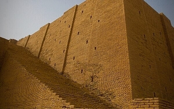 Front right side stairway of the Great Ziggurat at Ur.  Photo courtesy of the US Department of Defense/ Pfc. J. P. Lawrence.