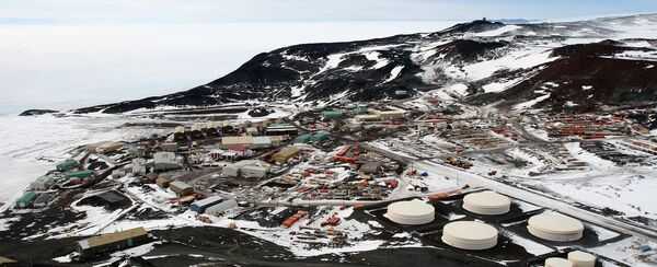 A view of McMurdo Station, a US Antarctic research station on the south tip of Ross Island that is operated by the United States Antarctic Program, a branch of the National Science Foundation. The station is the largest community in Antarctica, capable of supporting some 1,250 residents, and serves as one of three year-round US Antarctic science facilities. Image courtesy of Gaelen Marsden, University of British Columbia.