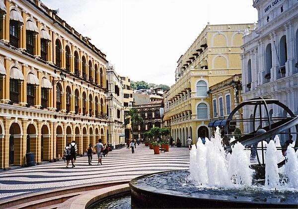 Senado Square (Senate Square) in Macau, with its distinctive tiled patterned pavement.