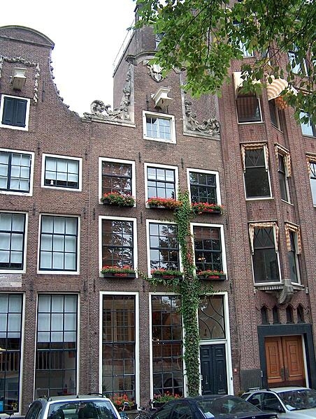 Modernized facades on older buildings in Amsterdam.