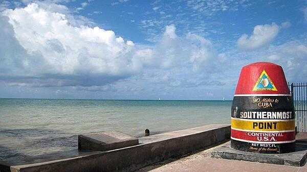 Marker in Key West, Florida, proclaiming the southernmost point in the continental United States. (The southernmost point in the entire country is in Hawaii.)