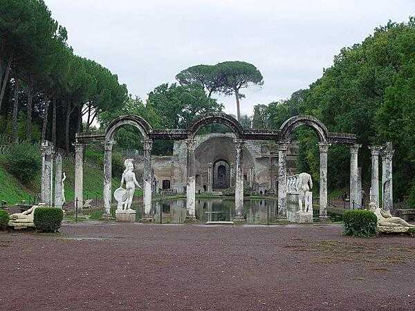 A view of Canopus, a sanctuary to the god Serapis, located in Tivoli, Italy, at the villa of Emperor Hadrian (also known as Villa Adriana). The villa complex was created as a retreat for the emperor.