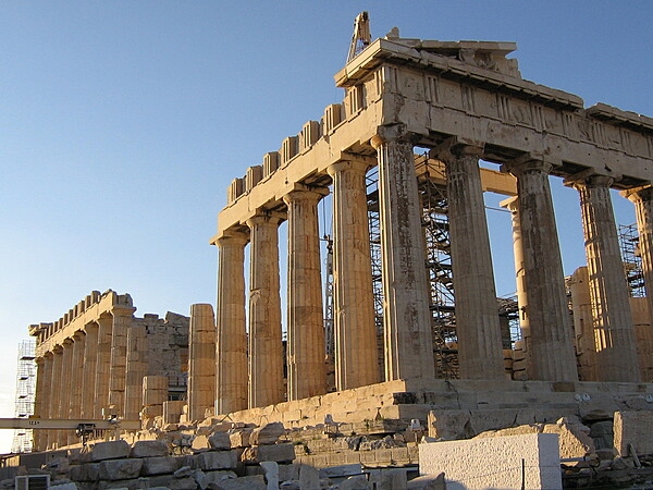 The Parthenon in Athens undergoing restoration.