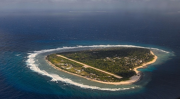 Aerial view of the island of Falalap showing Ulithi Civil Airfield.  Photo courtesy of  the US Air Force/ Staff Sgt. Alexander Riedel.