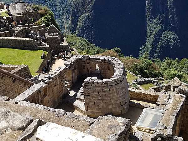 The Temple of the Sun, or Torreon, at Machu Picchu in Peru.