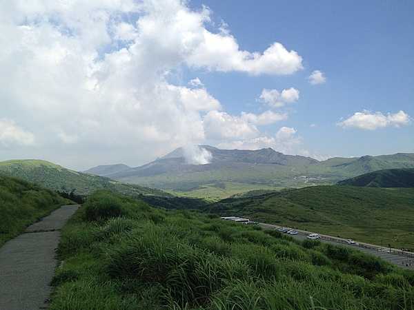 A view of Mount Aso on the island of Kyushu. The active volcano is the largest in Japan and among the largest in the world.