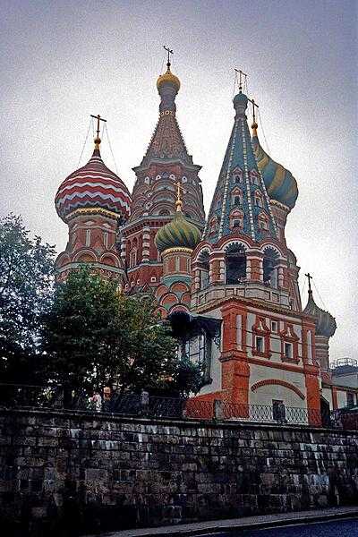 The Cathedral of Saint Basil the Blessed (actual name is the Cathedral of Intercession of Theotokas on the Moat) in Red Square in Moscow, Russia, was erected in 1555-61 to commemorate the capture of Kazan and Astrakhan. It has operated as a division of the State Historical Museum since 1928, and it was secularized in 1929.
