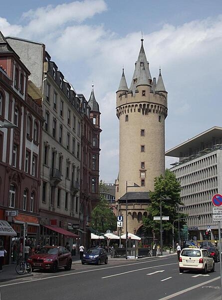 The Eschenheimer Turm (Eschenheim Tower) in Frankfurt, built in the early 15th century, served as a gate in the city&apos;s late-medieval fortifications. Today it is a landmark of the city.